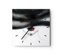 Orologio da Parete in Vetro 30x30cm Donna Cappello In Bianco E Nero Silenzioso