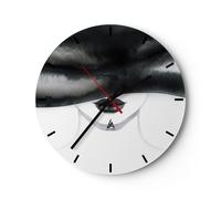 Orologio da Parete in Vetro 30x30cm Donna Cappello In Bianco E Nero Silenzioso