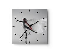 Orologio da Parete in Vetro 30x30cm Donna Danza Modello Moderno Silenzioso