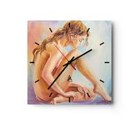 Orologio da Parete in Vetro 30x30cm Donna Nudità A parte Moderno Silenzioso