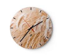 Orologio da Parete in Vetro 30x30cm Erba Boho Luce Moderno Silenzioso