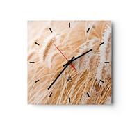 Orologio da Parete in Vetro 30x30cm Erba Boho Luce Moderno Silenzioso