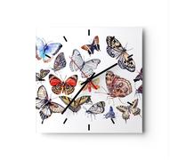 Orologio da Parete in Vetro 30x30cm Farfalle illustrazione colorito ali