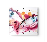 Orologio da Parete in Vetro 30x30cm femmina fiore estate viaggio di nozze