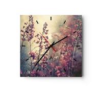 Orologio da Parete in Vetro 30x30cm Fiori pioggia luce Moderno Silenzioso