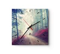 Orologio da Parete in Vetro 30x30cm foresta albero natura Moderno Silenzioso