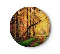 Orologio da Parete in Vetro 30x30cm foresta albero natura Moderno Silenzioso