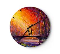 Orologio da Parete in Vetro 30x30cm foresta albero natura Moderno Silenzioso
