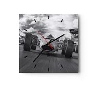 Orologio da Parete in Vetro 30x30cm Formula 1 in bianco e nero Silenzioso