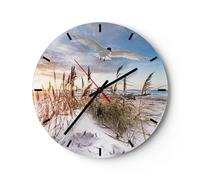 Orologio da Parete in Vetro 30x30cm Gabbiano mare costa Moderno Silenzioso