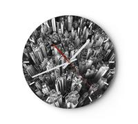 Orologio da Parete in Vetro 30x30cm Grattacieli Con Montagne Moderno Silenzioso