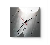 Orologio da Parete in Vetro 30x30cm Grotta Uomo Arrampicata Moderno Silenzioso