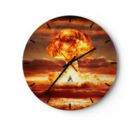Orologio da Parete in Vetro 30x30cm Guerra bomba nucleare funghi apocalisse