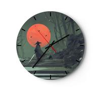 Orologio da Parete in Vetro 30x30cm guerriero spada Moderno Silenzioso
