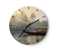 Orologio da Parete in Vetro 30x30cm India barca fiume Moderno Silenzioso