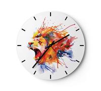 Orologio da Parete in Vetro 30x30cm Leone pittura animale Silenzioso