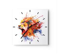 Orologio da Parete in Vetro 30x30cm Leone pittura animale Silenzioso
