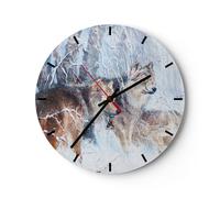 Orologio da Parete in Vetro 30x30cm lupo animale foresta Moderno Silenzioso