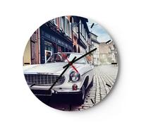Orologio da Parete in Vetro 30x30cm macchina strada casa Moderno Silenzioso