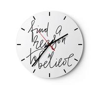 Orologio da Parete in Vetro 30x30cm Manoscritto Motto Credi Moderno Silenzioso