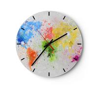 ARTTOR Orologio da Parete in Vetro mappa mondo moderno 30x30cm Piccolo Moderno Orologio da Muro Per Casa Cucina Soggiorno Silenzioso Wall Clock Decorazione Orologio da Appendere - C3AR30x30-3559