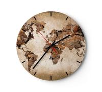 Orologio da Parete in Vetro 30x30cm mappa mondo moderno Moderno Silenzioso