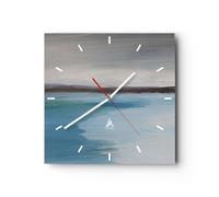ARTTOR Orologio da Parete in Vetro Mare Pezzo Spiaggia 30x30cm Piccolo Moderno Orologio da Muro Per Casa Cucina Soggiorno Silenzioso Wall Clock Decorazione Orologio da Appendere - C3AC30x30-5507