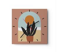 Orologio da Parete in Vetro 30x30cm Minimalista Finestra Fiore Silenzioso