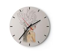 Orologio da Parete in Vetro 30x30cm Moda Donna Disegno Moderno Silenzioso