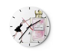 Orologio da Parete in Vetro 30x30cm Moda Donna Profumo Moderno Silenzioso