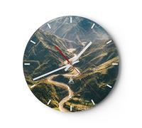Orologio da Parete in Vetro 30x30cm Montagne Via Foresta Moderno Silenzioso