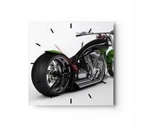 Orologio da Parete in Vetro 30x30cm Moto cromo tubo viaggio Moderno Silenzioso