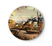 Orologio da Parete in Vetro 30x30cm Mulino a vento andalusia paesaggio