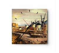 Orologio da Parete in Vetro 30x30cm Mulino a vento andalusia paesaggio
