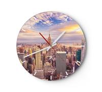 Orologio da Parete in Vetro 30x30cm New York città Moderno Silenzioso