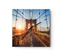 Orologio da Parete in Vetro 30x30cm New York ponte Moderno Silenzioso