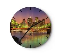 Orologio da Parete in Vetro 30x30cm New York ponte Moderno Silenzioso