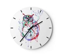 Orologio da Parete in Vetro 30x30cm Owl intelligente creatura Bambini Silenzioso