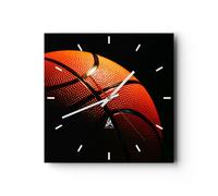 Orologio da Parete in Vetro 30x30cm Pallacanestro gioco Sport Moderno Silenzioso