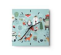 Orologio da Parete in Vetro 30x30cm Pasqua animali dolce desiderio Silenzioso
