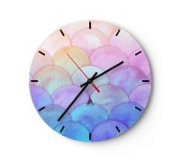 Orologio da Parete in Vetro 30x30cm Pastello Bolle Bilancia Moderno Silenzioso