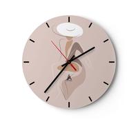 Orologio da Parete in Vetro 30x30cm Pastello donna cappello Moderno Silenzioso