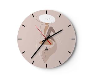 Orologio da Parete in Vetro 30x30cm Pastello donna cappello Moderno Silenzioso
