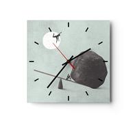 Orologio da Parete in Vetro 30x30cm Pietra leva fisica Moderno Silenzioso