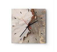 ARTTOR Orologio da Parete in Vetro Pietra sabbia astrazione 30x30cm Piccolo Moderno Orologio da Muro Per Casa Cucina Soggiorno Silenzioso Wall Clock Decorazione Orologio da Appendere - C3AC30x30-4778