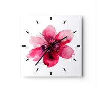 Orologio da Parete in Vetro 30x30cm Pittura illustrazione estate fiore