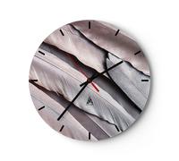 Orologio da Parete in Vetro 30x30cm Piume ali piume Moderno Silenzioso