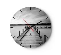 Orologio da Parete in Vetro 30x30cm Ponte pace acqua Moderno Silenzioso