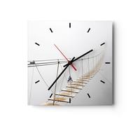 Orologio da Parete in Vetro 30x30cm Ponte Sospeso Nebbia Moderno Silenzioso