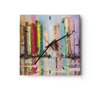 Orologio da Parete in Vetro 30x30cm ragazza uccello Moderno Silenzioso